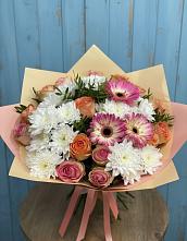 Букет цветов из:  Розы, Герберы и Хризантемы #REPLACE_PRED# Ягунино