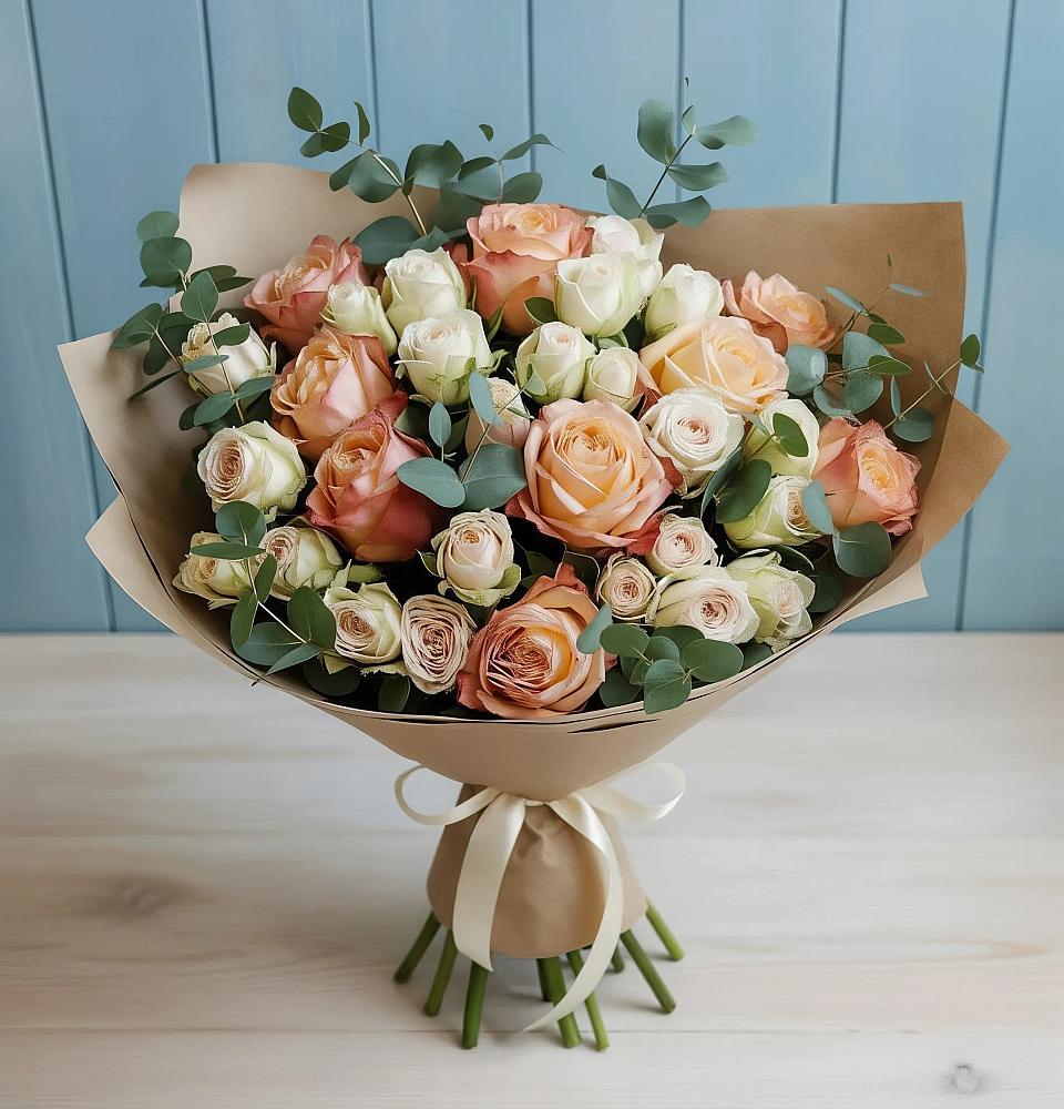 Букет цветов из: Альстромерии и Розы в Ягунино