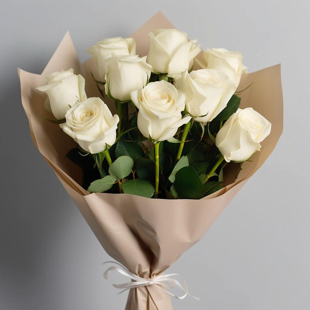 Букет 9 Белых роз Эдлесс Лав в Ягунино