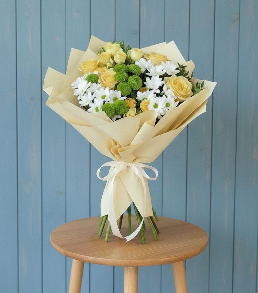 Букет цветов из: Хризантемы и Розы в Ягунино