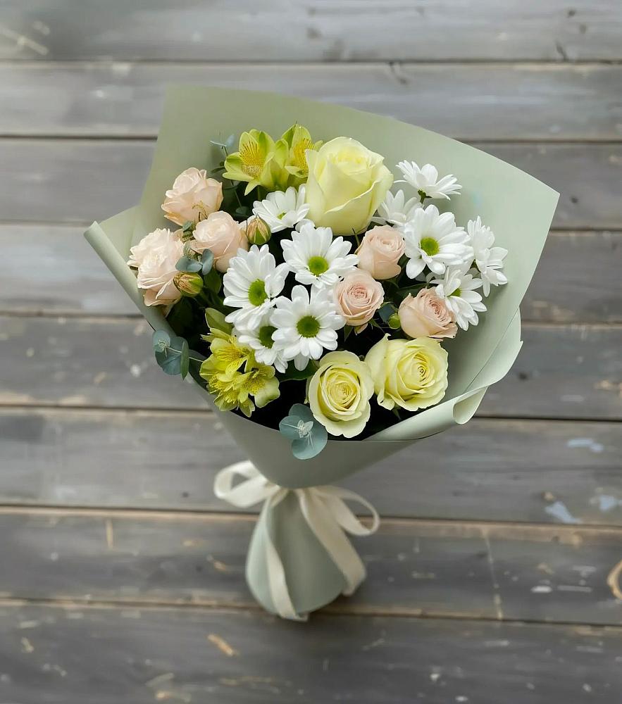 Букет цветов из: Альстромерии, Розы и Хризантемы в Ягунино