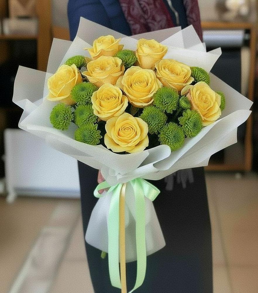 Букет цветов из: Хризантемы и Розы в Ягунино