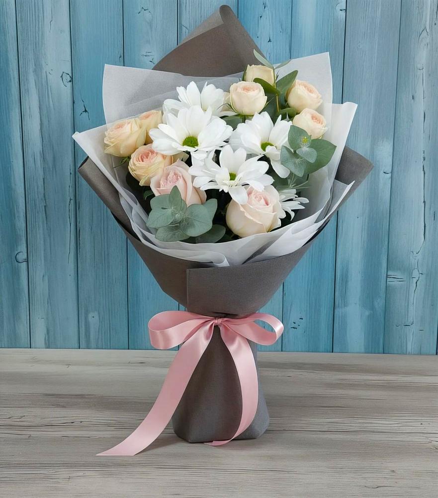 Букет цветов из: Хризантемы и Розы в Ягунино