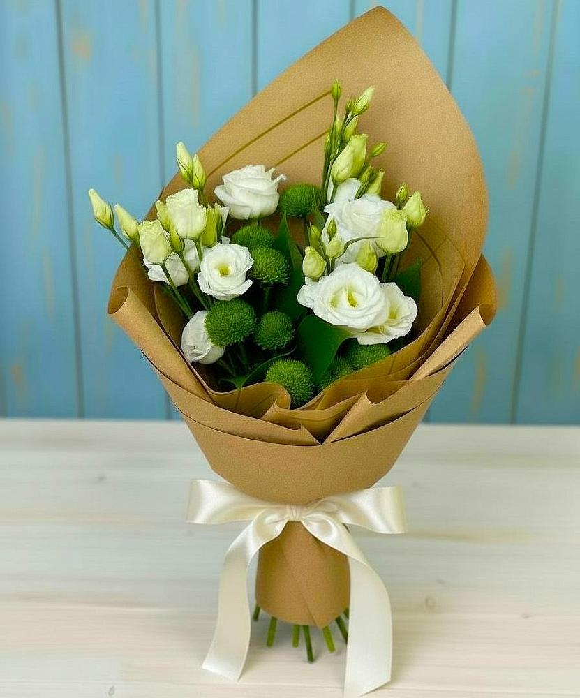 Букет цветов из: Хризантемы и Лизиантусы в Ягунино