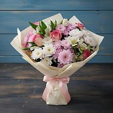 Букет цветов из:  Хризантемы, Альстромерии и Розы в Ягунино