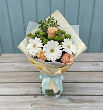 Букет цветов из:  Герберы, Розы и Хризантемы в Ягунино